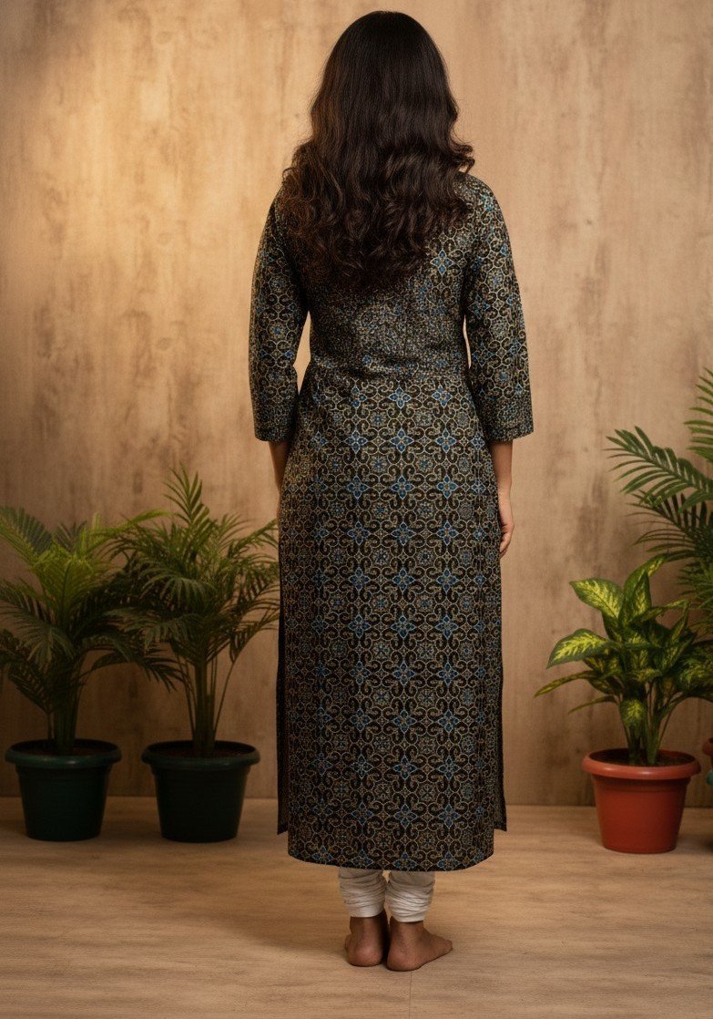 Cotton kurti mirror work -Slitted lining - Image 3