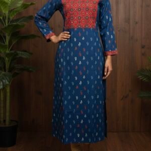 Cotton Kurti-mirror work and slitted