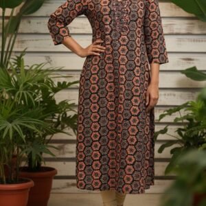 Cotton Kurti-Mirror work-slitted(1174)