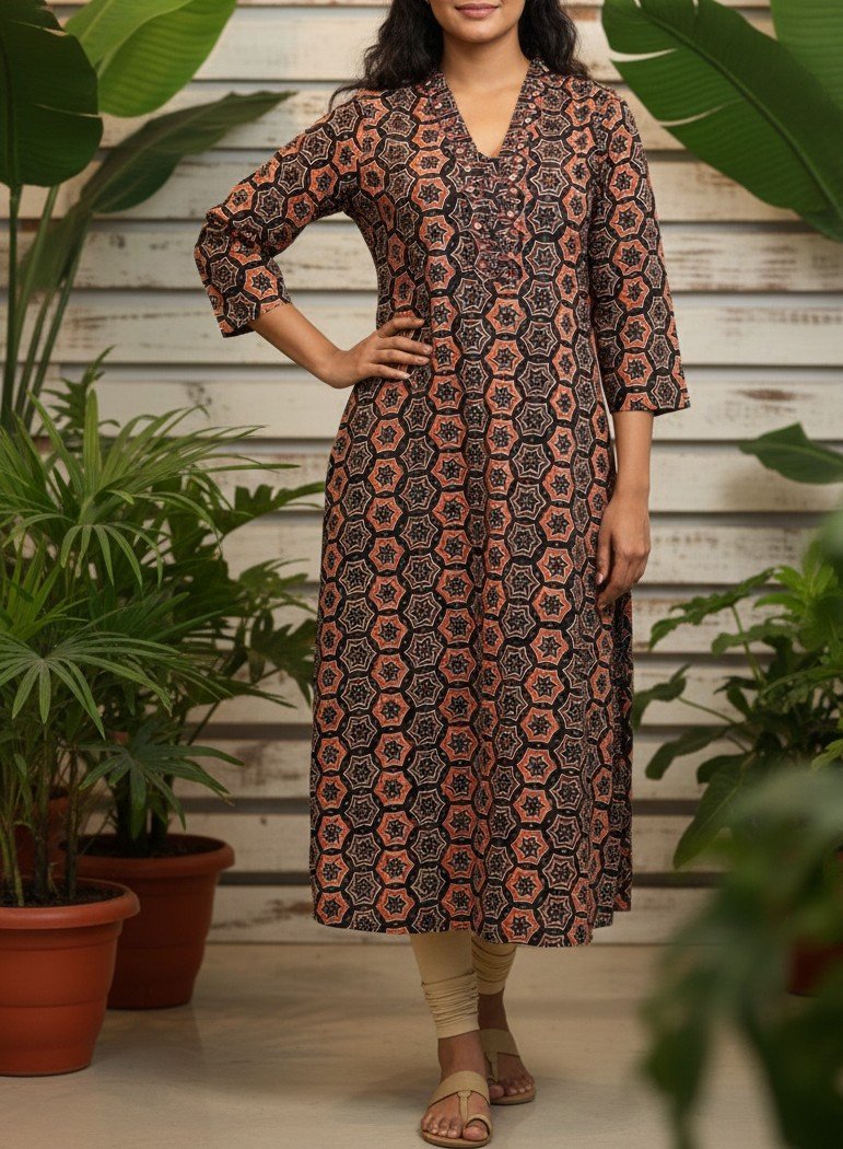 Cotton Kurti-Mirror work-slitted(1174)