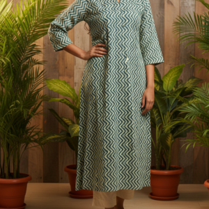 Cotton Kurti-Mirror work-slitted