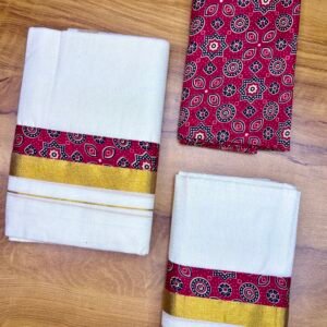 Ajarakh stitched Set Mund & blouse material (code:1301)