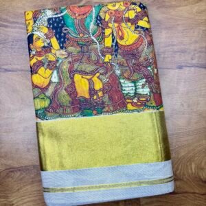 Kerala Premium Soft Tissue Saree with High-Quality Mural Digital Print