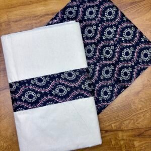 Kerala Saree with Ajrakh Border & Blouse Material