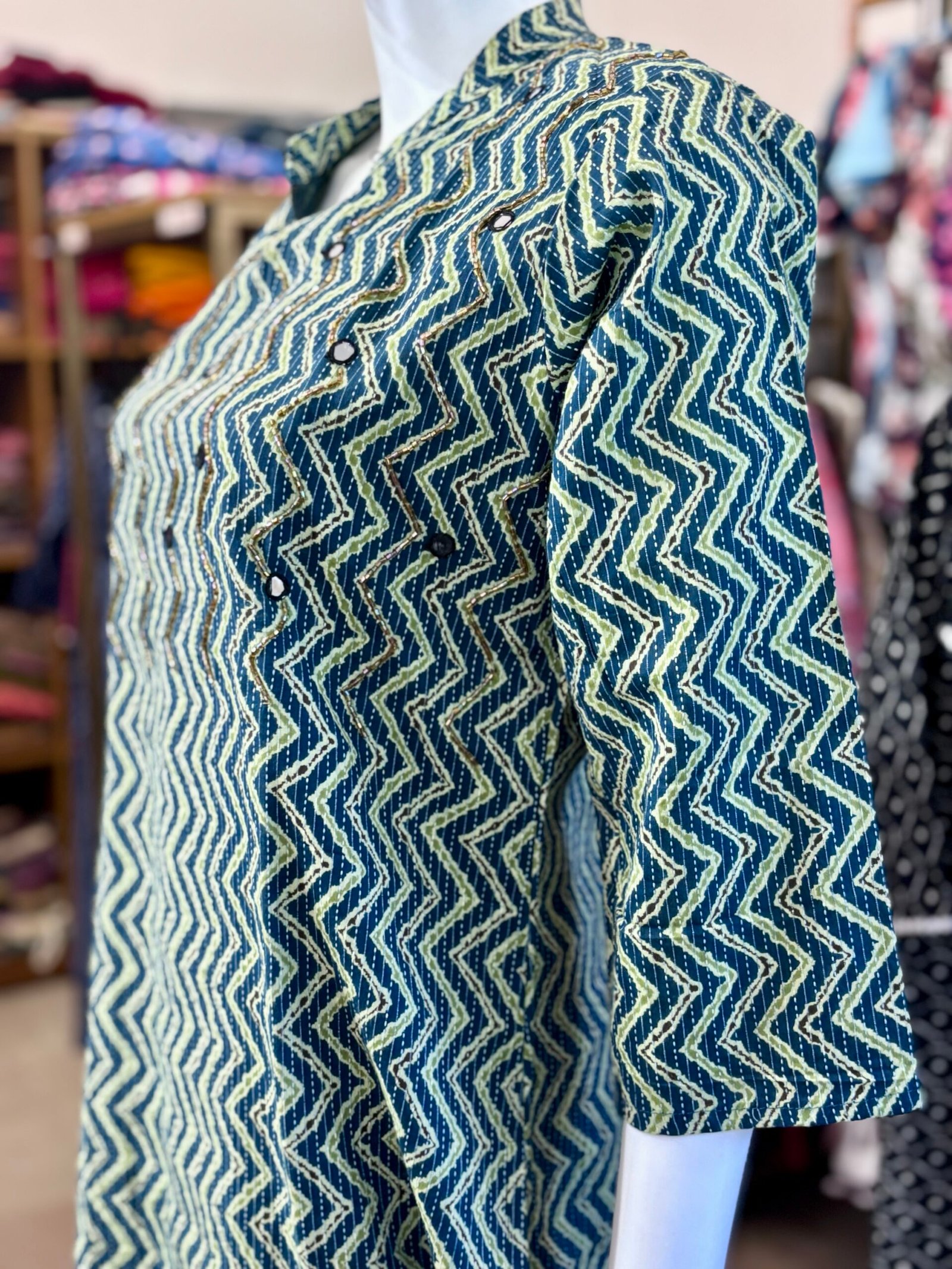 Cotton Kurti-Mirror work-slitted - Image 3