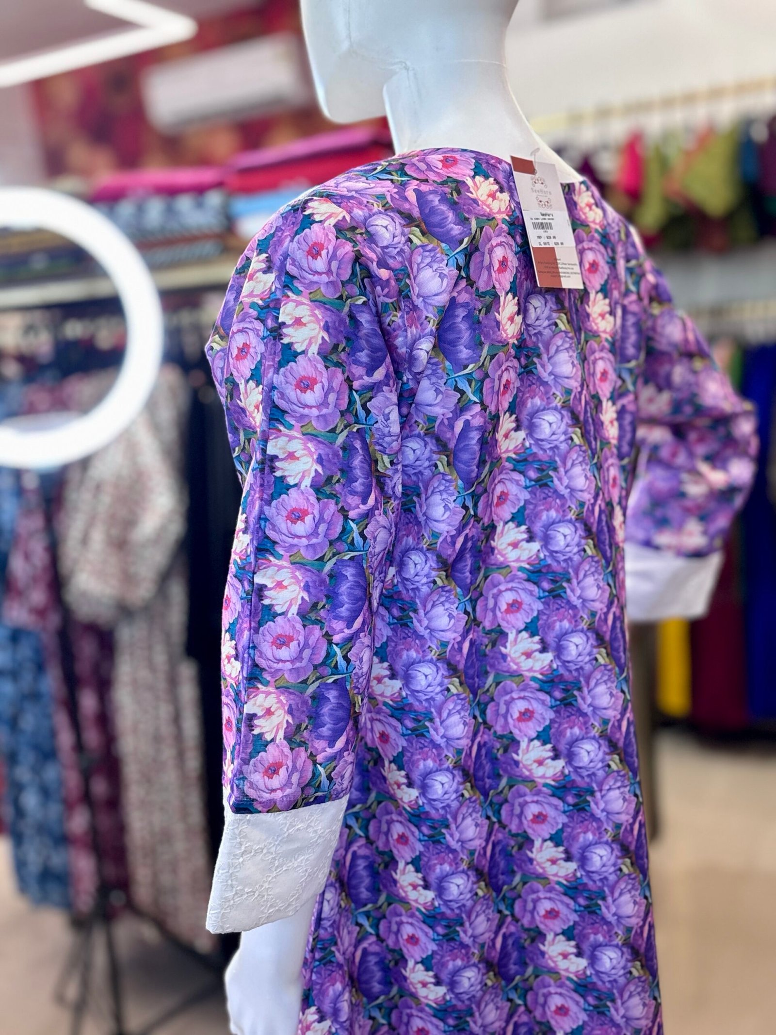 Linen Hakoba Floral Print A line Kurti (1253A) - Image 5