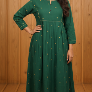Exquisite Emerald Green Aliya Cut Kurti – Elegant Ethnic Flare