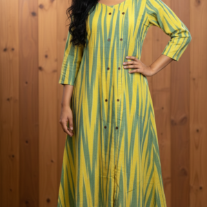 A-Line Ikat Print Kurti – Stylish 3/4 Sleeve(code:1433A)