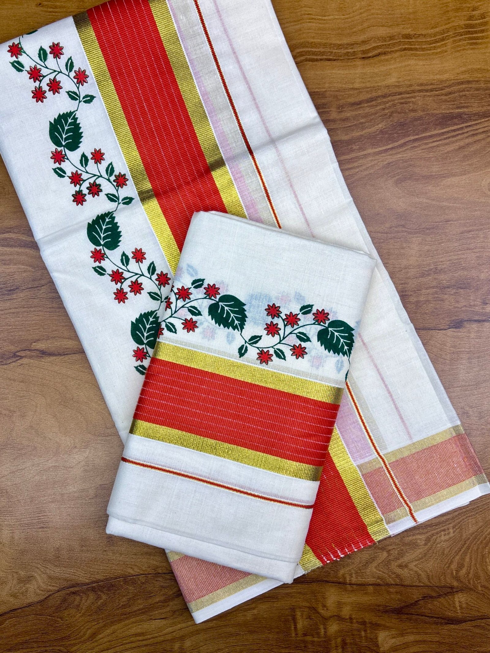 Floral Printed Kottaram Set Mund 2.80 (code1449) - Image 2