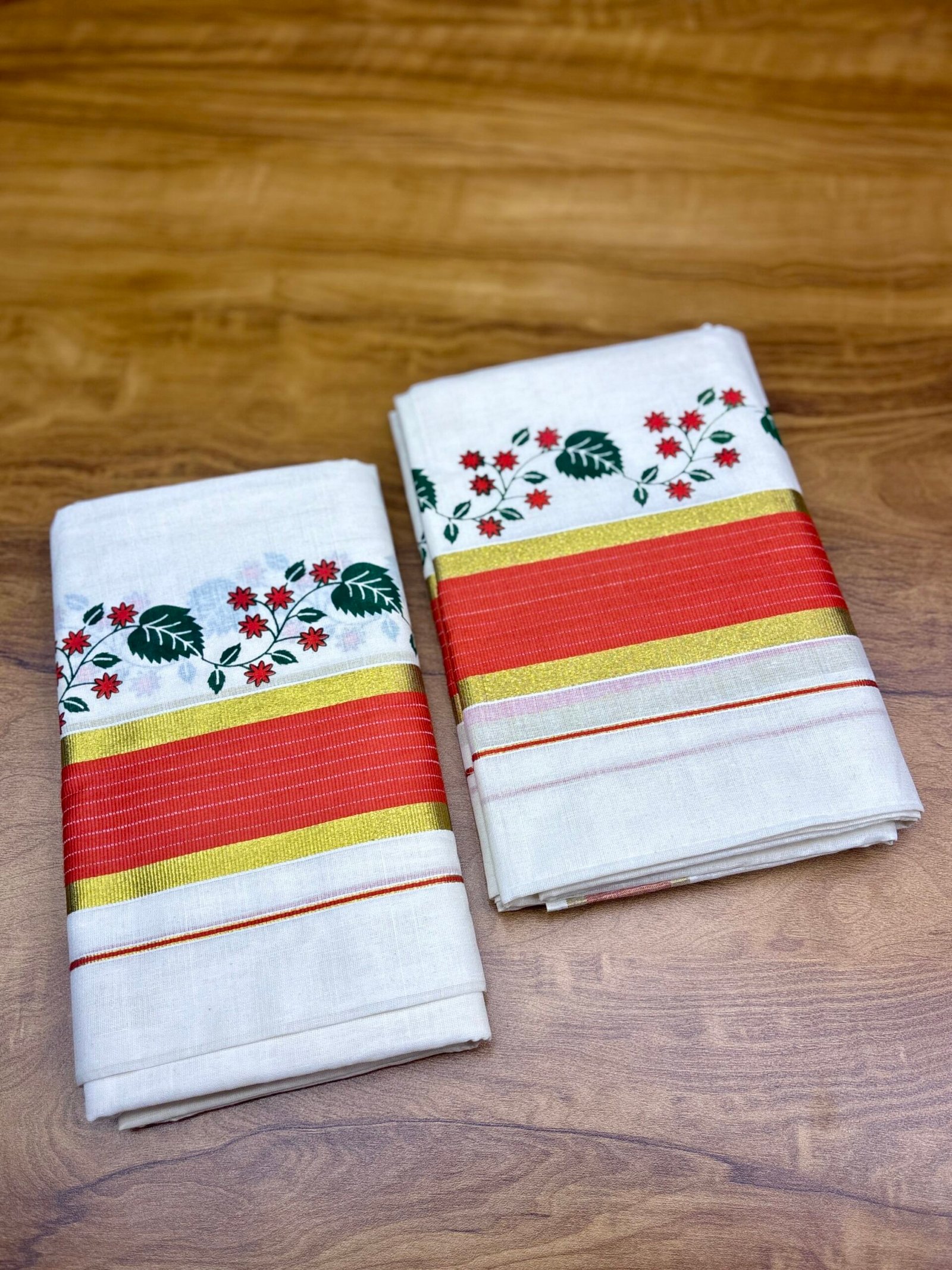 Floral Printed Kottaram Set Mund 2.80 (code1449) - Image 4