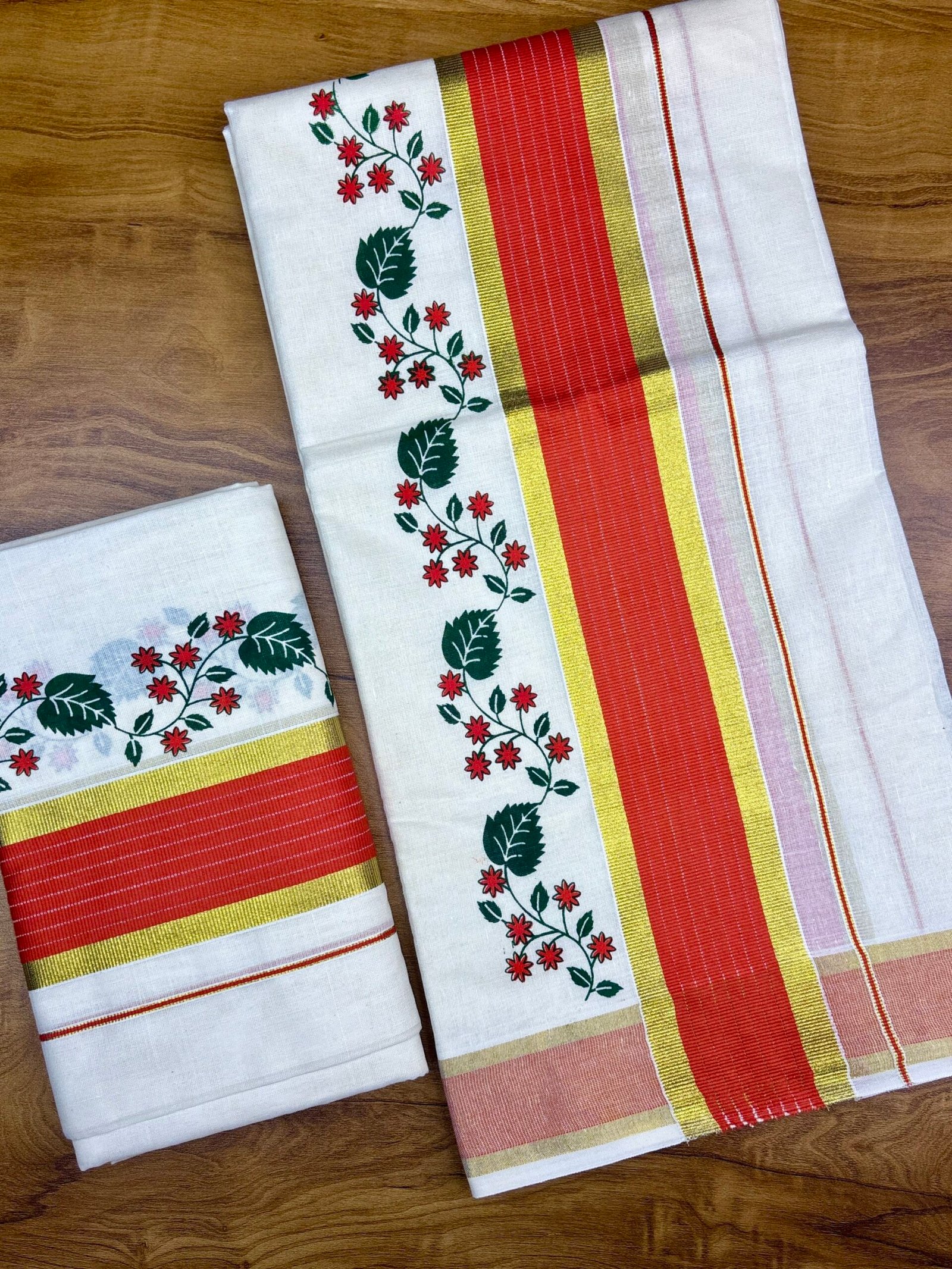 Floral Printed Kottaram Set Mund 2.80 (code1449) - Image 3