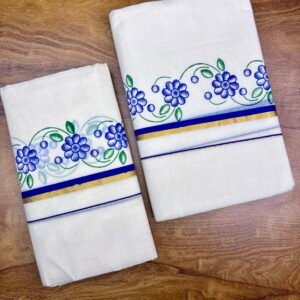 Floral print Puliyilakara set mund 2.80 mtr B (code 1450)