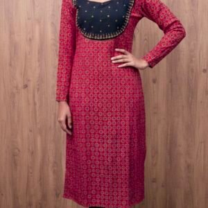 Cotton kurti slitted with ari handwork(code 1434)