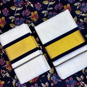 Set mund Karayum Kasavum-Blouse material 2.60(code:1029C)Black