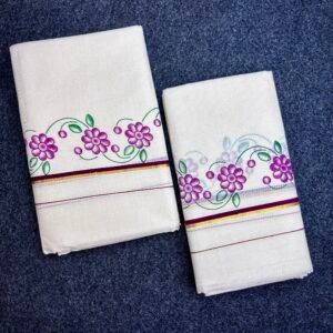 Floral print Puliyilakara set mund 2.80 mtr C (code 1450)