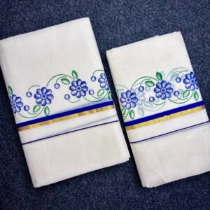 Floral print Puliyilakara set mund 2.80 mtr B (code 1450)