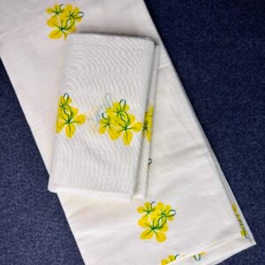 Vishu Special Set Mundu – Gada Cotton Set Mund with Kanikkonna Floral Print 2.80 Mtr 2nd
