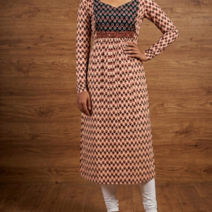 Classy & Elegant Pure Jaipur Cotton A-Line Kurti for Women with Lining and Chudi Sleeves