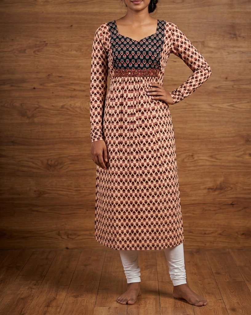 Classy & Elegant Pure Jaipur Cotton A-Line Kurti for Women with Lining and Chudi Sleeves
