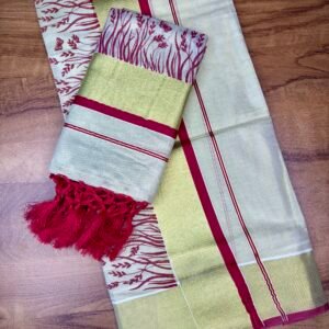 Premium Tissue Kerala Set Mundu (Mundum Neriyathum) – 2.80 Meter | Elegant Traditional Wear for Women