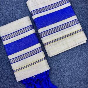 Kerala Traditional Tissue Set Mundu (2.80 Mtr) with Kunjalam Tassels | Kasavu Border | Festive & Ethnic Wear Mundum Neriyathum (1491AC)