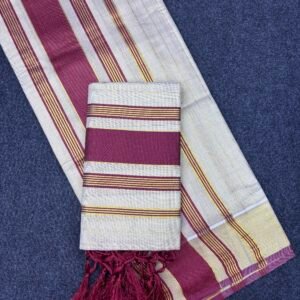 Kerala Traditional Tissue Set Mundu (2.80 Mtr) with Kunjalam Tassels | Kasavu Border | Festive & Ethnic Wear Mundum Neriyathum (1491D)