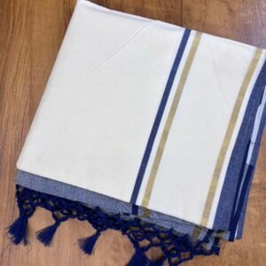 Premium Mul Cotton Saree with Elegant Contrast Border & Tassels – Lightweight, Breathable & Comfortable Blue