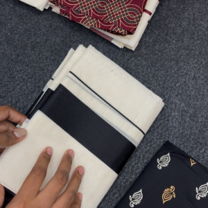 കട്ടിക്കര-Kattikara set mund-Blouse material Black