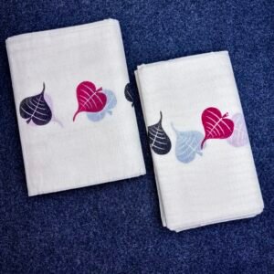 Premium Cotton Gada Material Set Mundu (2.60 Mtr) – Traditional Kerala Wear with Elegant Leaf Print