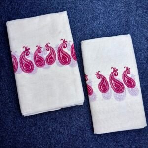 Premium Gada Cotton Set Mundu for Women – 2.60 Meter Traditional Kerala Set Mund with Elegant Paisley Border