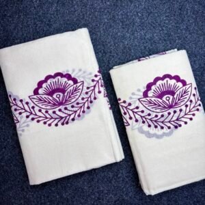 Premium Gada Cotton Set Mundu 2.60 Mtr – Elegant Floral Printed Kerala Traditional Wear for Women