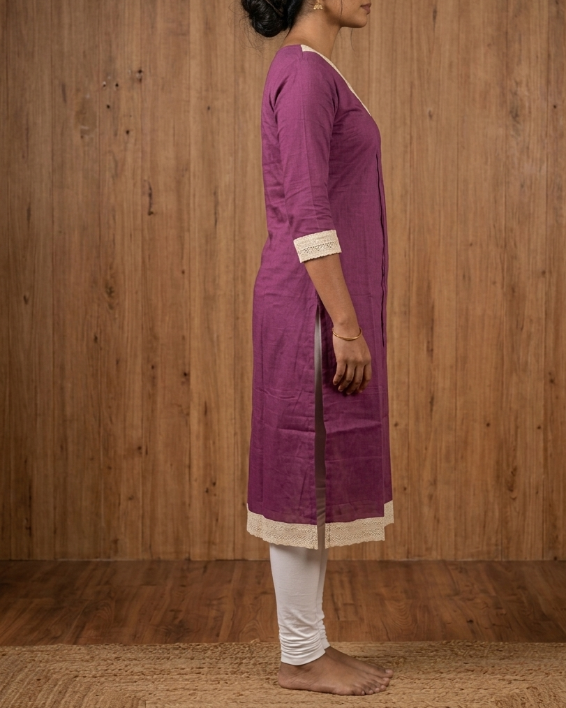 Premium Mull Cotton Kurta for Women | Soft & Breathable | Lace Detailed Elegant Kurti - Image 2