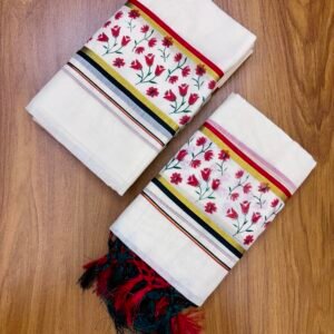 Elegant Floral Print Cotton Set Mundu Collection