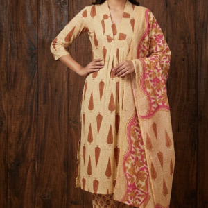 Pure Jaipur Cotton Top, Bottom & Dupatta Set – Elegant Party & Semi-Party Wear Collection 5062026C