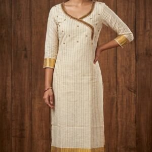 NeeHara's Premium Cotton Strips Hand Work Ankarka Kurta for Women | Elegant Onam & Festive Ethnic Wear | NeeHara Onam Collection 2026