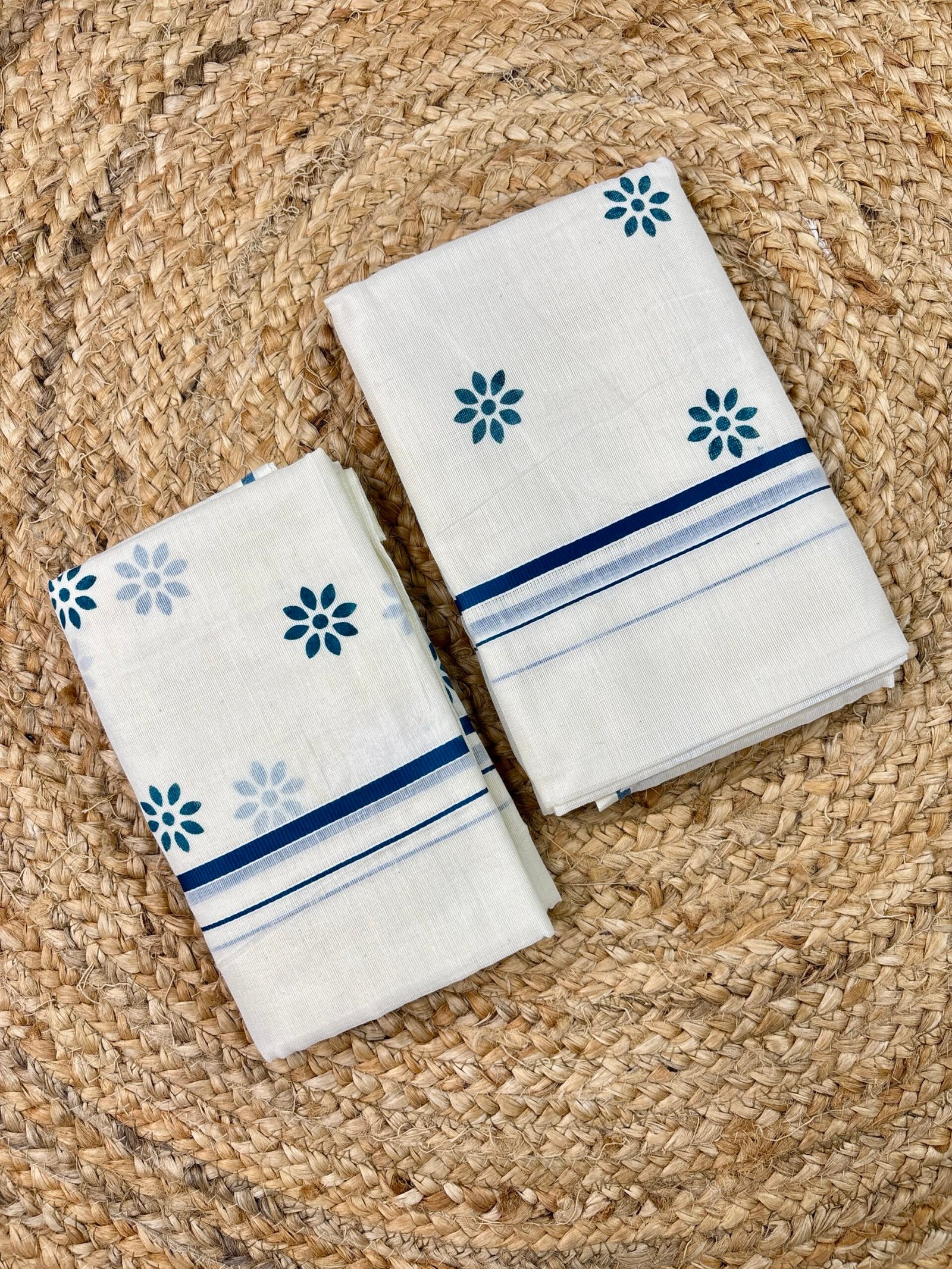 Kerala Puliyilakara Printed Set Mund | Traditional Kerala Cotton Mundum Neriyathum | 2.80 Metre | Printed Design with Classic Border