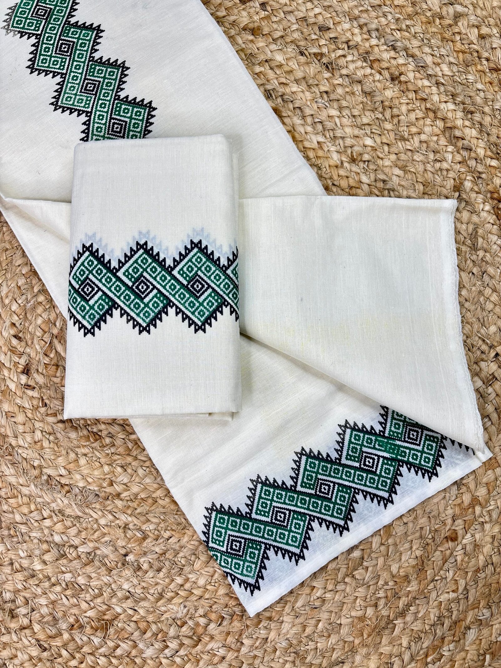 Kerala Gada Cotton Set Mund | 2.80 Metre Traditional Set Mund with prints Copy Copy - Image 2