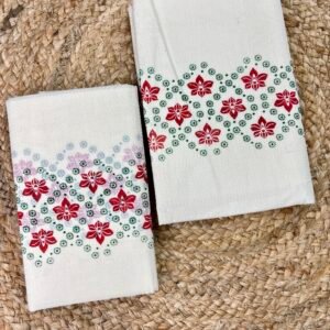 Kerala Gada Cotton Set Mund | 2.80 Metre Traditional Set Mund with prints