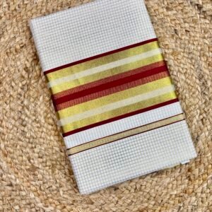 Checked Set Saree-MSS002 Maroon
